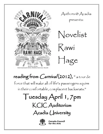 Poster for Rawi Hage Reading