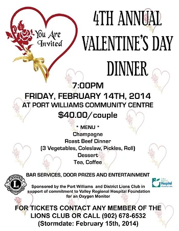 Poster for Valentine's Day Dinner