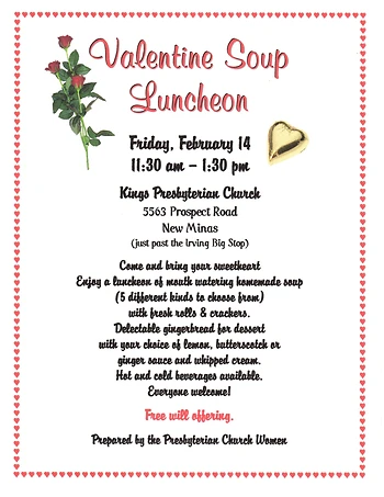 Poster for Valentine Soup Luncheon