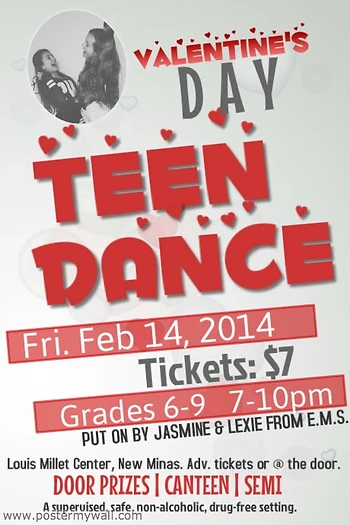 Poster for Teen Valentine's Dance {Grades 6-9}