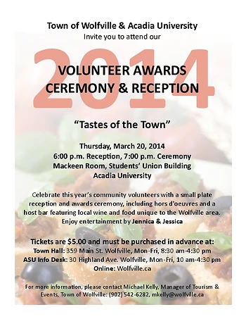 Poster for Volunteer Awards Ceremony & Reception