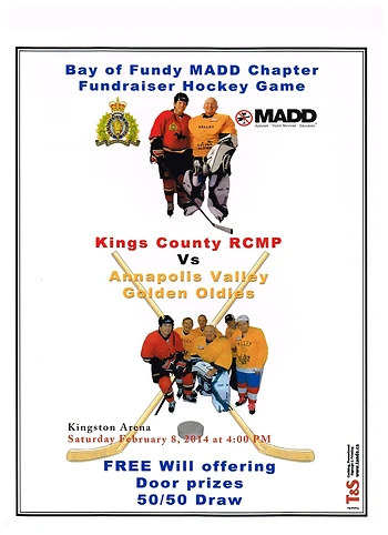 Poster for MADD Fundraiser Hockey Game