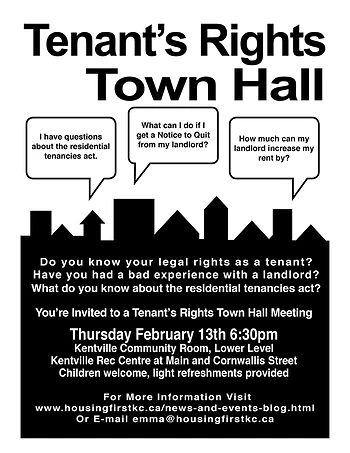 Poster for Tenant's Rights Town Hall
