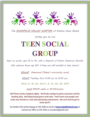 Poster for Social Group for Teens with Autism