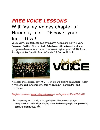 Poster for Free Voice Lessons