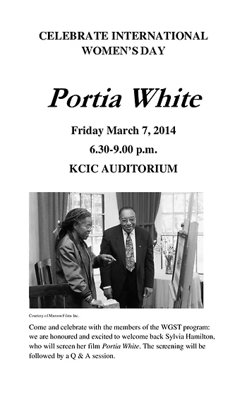 Poster for Portia White by Sylvia Hamilton