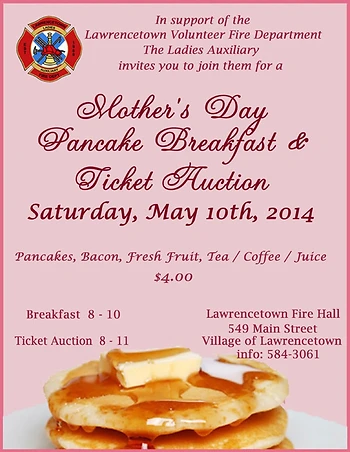 Poster for Mother's Day Pancake Breakfast & Ticket Auction
