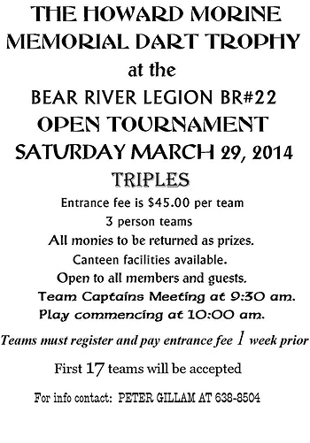 Poster for Howard Morine Memorial Dart Trophy