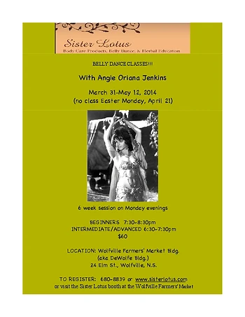 Poster for Belly Dance Classes