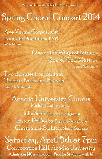 Poster for Acadia University Chorus Spring Concert