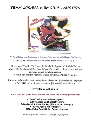 Poster for Team Joshua Memorial Fund Auction