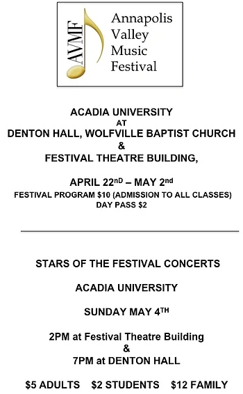 Poster for Annapolis Valley Music Festival