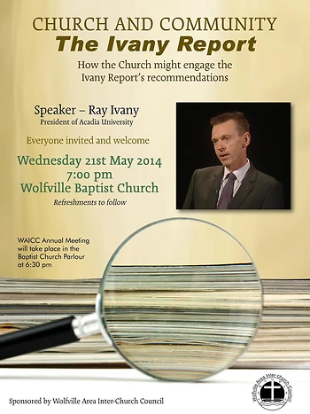 Poster for The Ivany Report. Church and Community