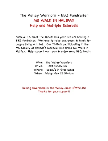 Poster for BBQ for MS Walk