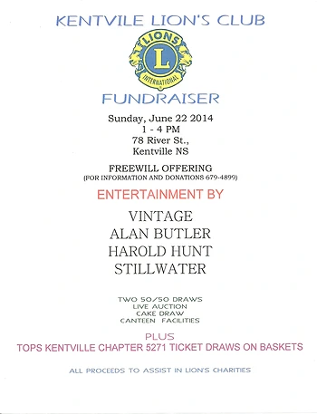 Poster for Kentville Lions Club Fundraiser