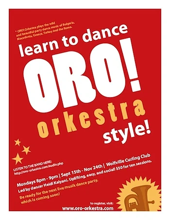 Poster for Learn to Dance ORO! Orkestra style