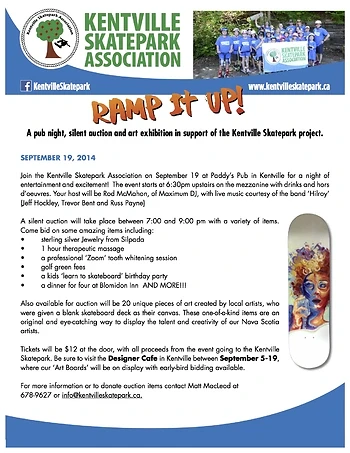 Poster for Ramp it Up for the Kentville Skate Park