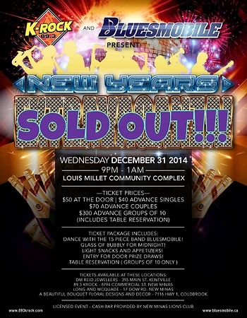 Poster for ***SOLD OUT***A New Years Eve Extravaganza with Bluesmobile!