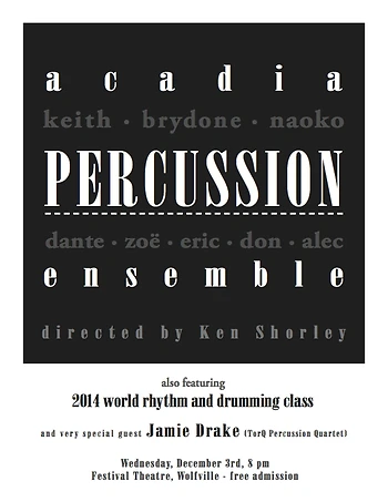 Poster for Acadia Percussion Ensemble