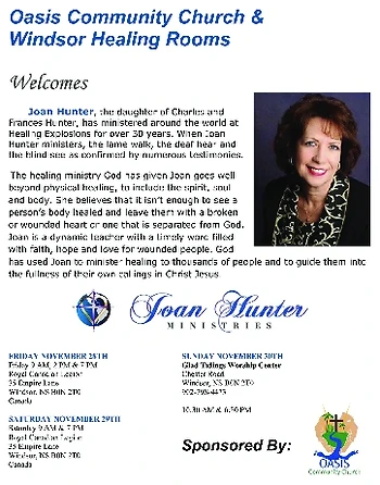 Poster for Joan Hunter Miracle Healing Seminar