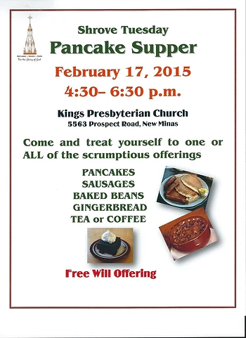 Poster for Shrove Tuesday Pancake Supper