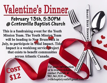 Poster for Valentine's Dinner Fundraiser