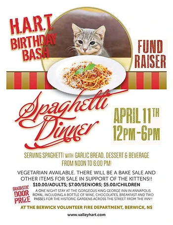 Poster for HART Birthday Bash/Spaghetti Dinner