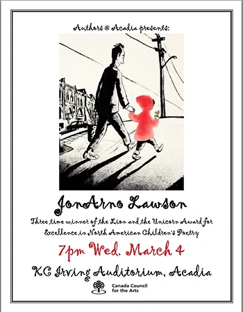 Poster for JonArno Lawson Reading & Talk