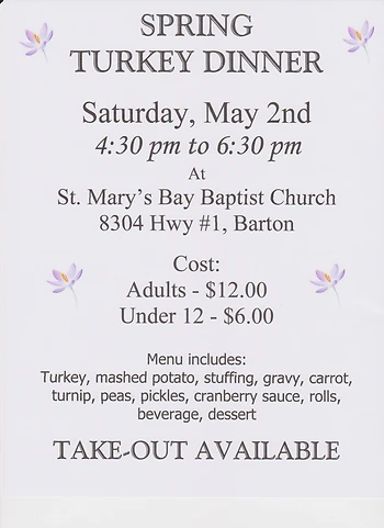 Poster for Spring Turkey Dinner