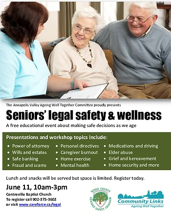 Poster for Seniors' Legal Safety & Wellness Conference