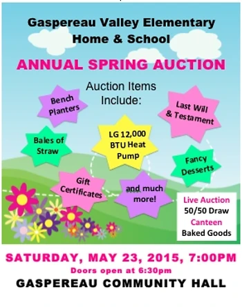 Poster for Gaspereau School Auction