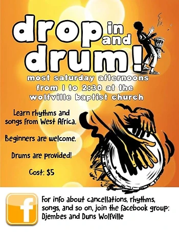 Poster for Drop in and Drum!