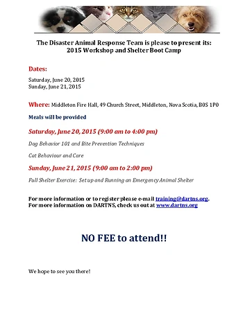 Poster for DARTNS Shelter Bootcamp