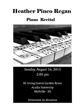 Poster for Heather Pineo Regan, Piano Recital