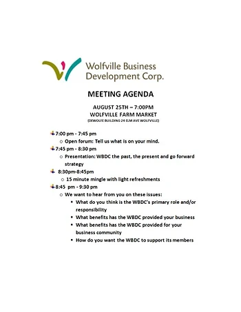 Poster for Wolfville Business Community