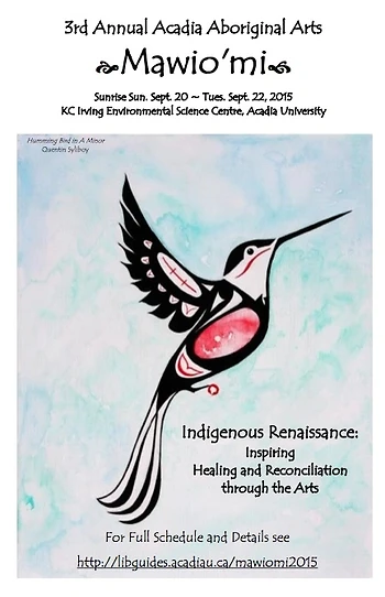 Poster for Acadia Aborginal Arts Mawio'mi