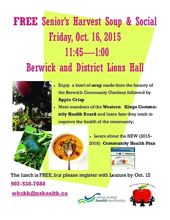 Poster for Seniors Harvest Soup & Social