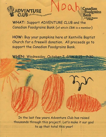 Poster for Adventure Club Pumpkin Sale