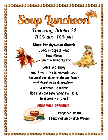 Poster for Fall Soup Luncheon
