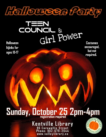 Poster for Girl Power/Teen Council Halloween Party