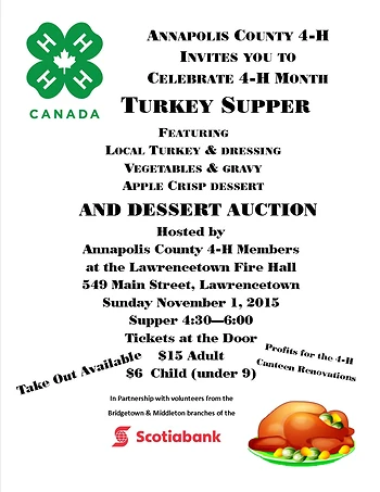 Poster for 4H Turkey Supper