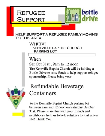 Poster for Refugee Support Bottle Drive