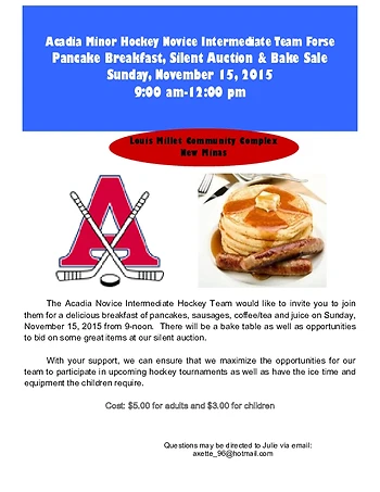 Poster for Pancake Breakfast, Auction & Bake Sale