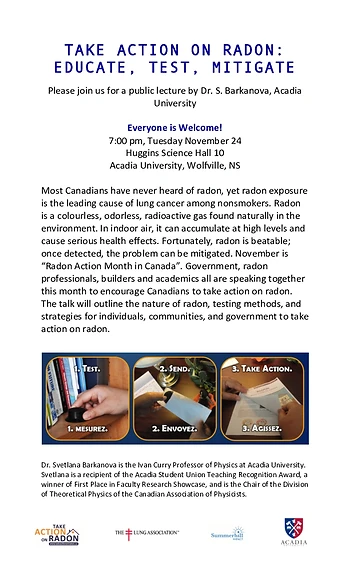 Poster for Take Action On Radon: Educate, Test, Mitigate