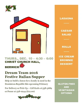 Poster for Festive Italian Supper