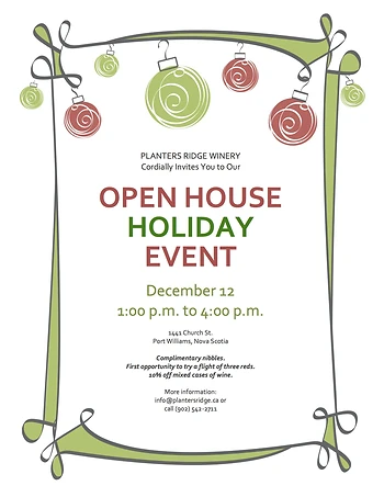 Poster for Open House Holiday Event