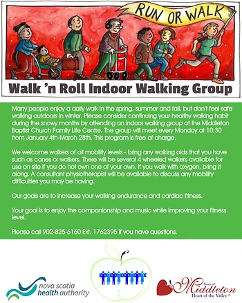 Poster for Walk 'n Roll Indoor Walking Group