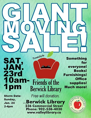 Poster for Berwick Library Moving Sale