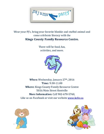 Poster for Literacy Day Pajama Party