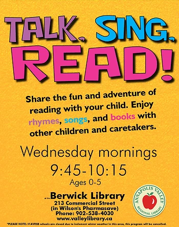 Poster for Talk Sing Read! Storytime